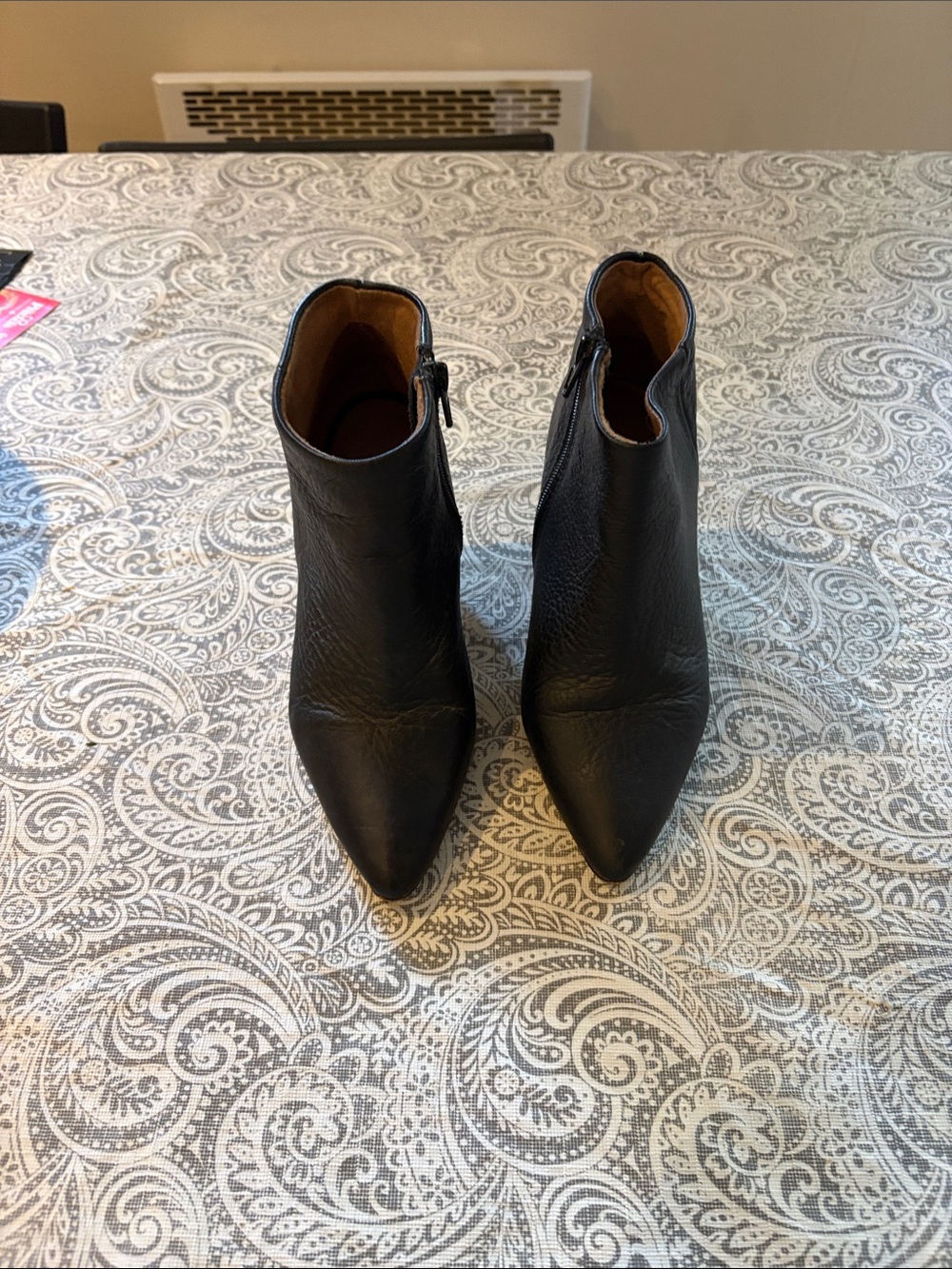 Pointed Toe Black Ankle Booties with Side Zip